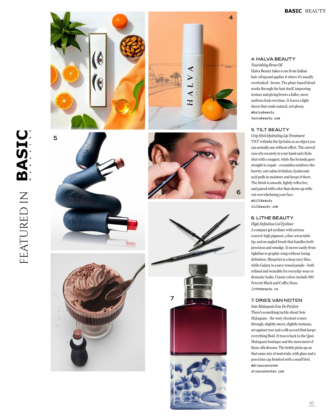 BASIC Magazine 30th Anniversary feature for Halva Beauty alongside other leading beauty brands.