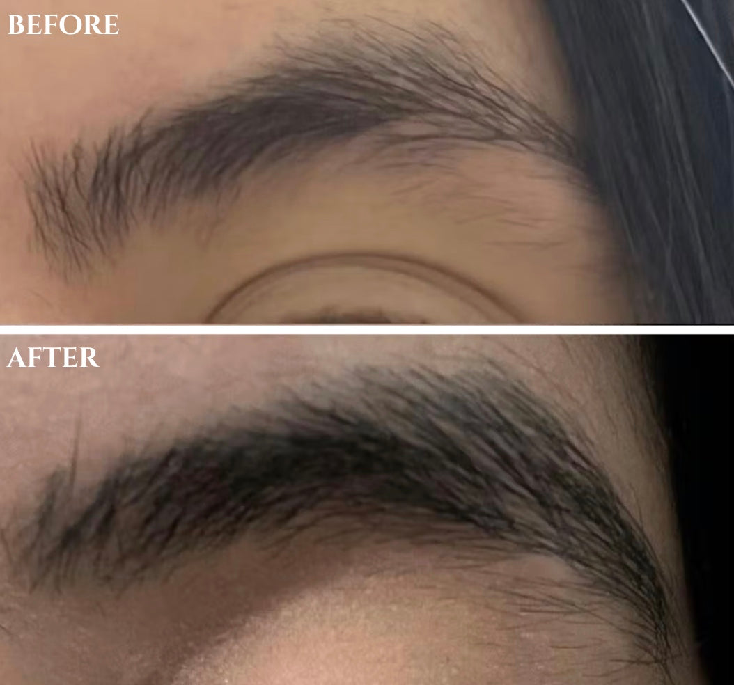 before and after brow results after only a handful of weeks.