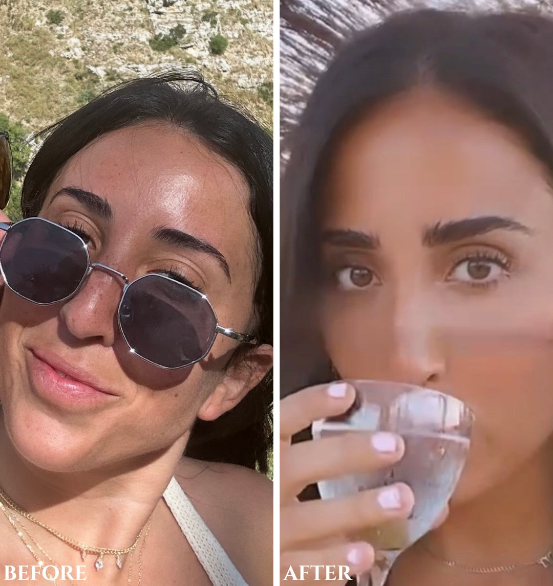 customer before-and-after photos showing fuller-looking brow hair