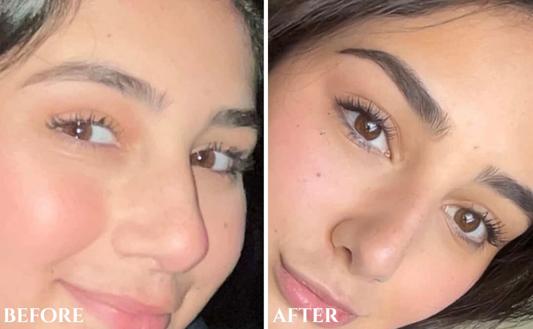 customer before-and-after photos showing improved-looking brow fullness