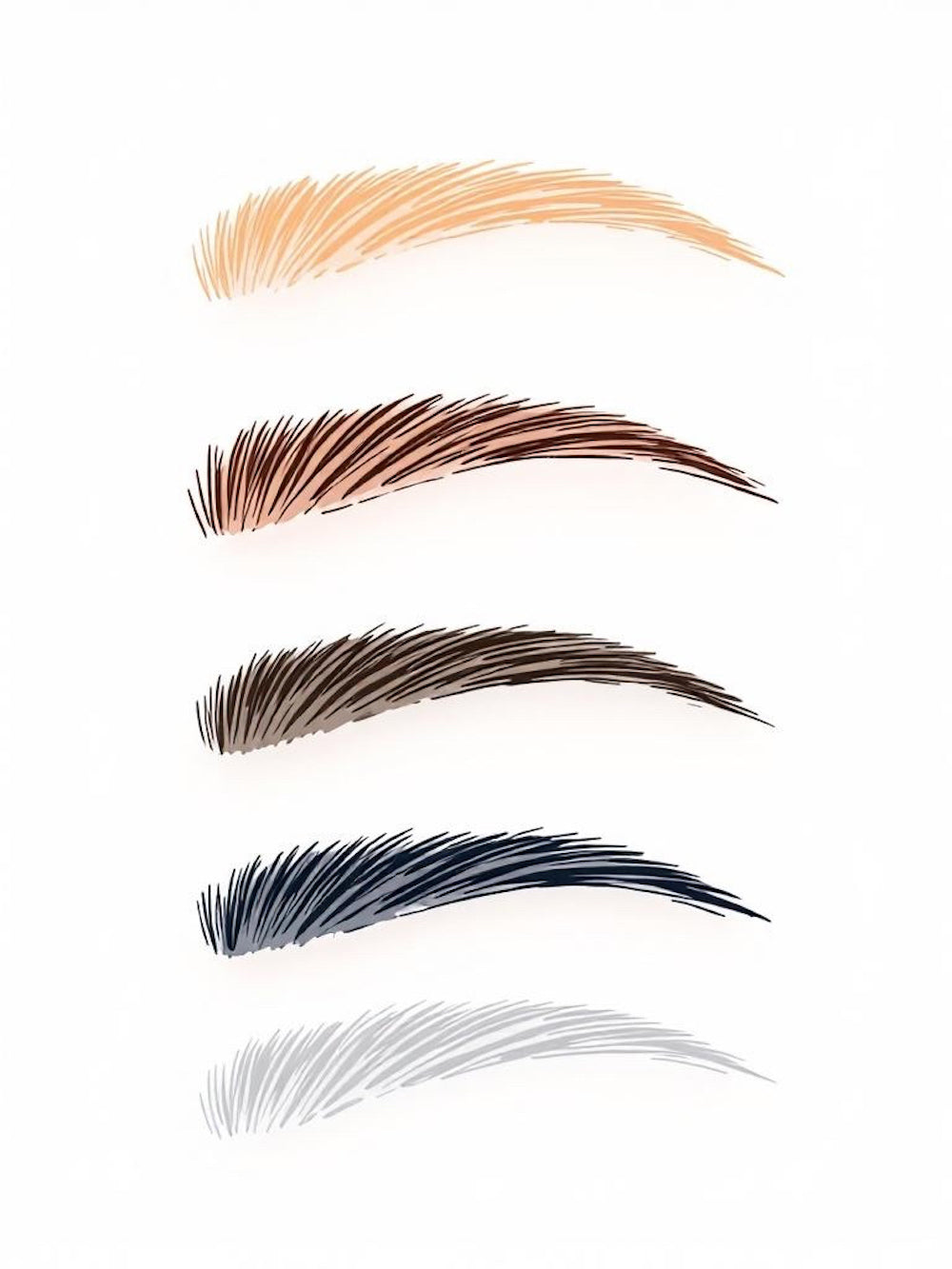 eyebrows in different shades on a white background